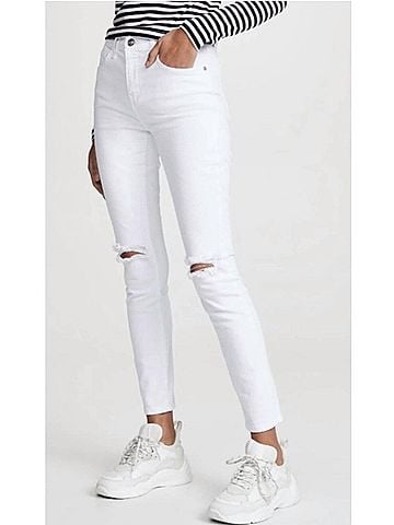 Current/Elliott High Waist Stiletto Jeans in White (view 2)