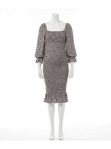 Ripe maternity Willow Smocked Puff Sleeve Dress in Black (view 1)