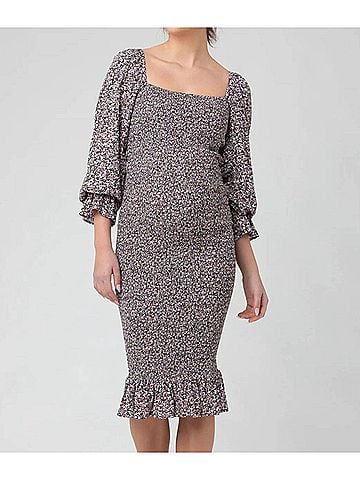 Ripe maternity Willow Smocked Puff Sleeve Dress in Black (view 2)