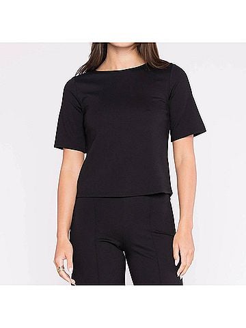 Ripley Rader Ponte Knit Short Sleeve Top in Black (view 2)