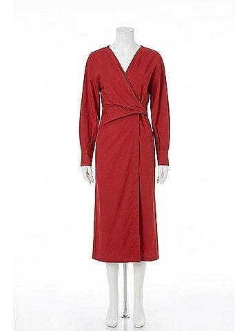 Brunello Cucinelli Women's Long Sleeve Midi Dress in Red (view 1)