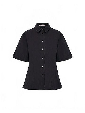 Lela Rose Cotton Poplin Full Sleeve Shirt in Black (view 1)