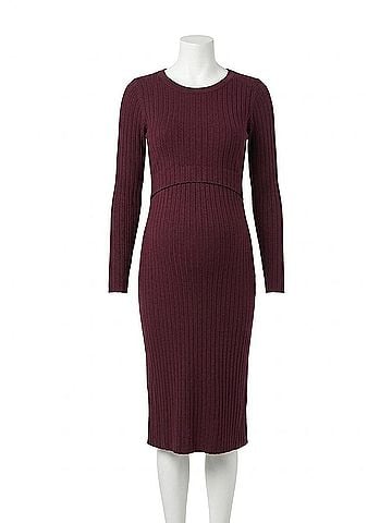 Ripe maternity Eden Knit Maternity Dress in Maroon (view 1)