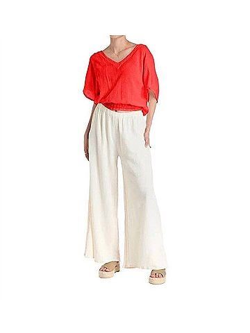 Oh My Gauze! Romane Short Sleeve Blouse in Crimson (view 2)