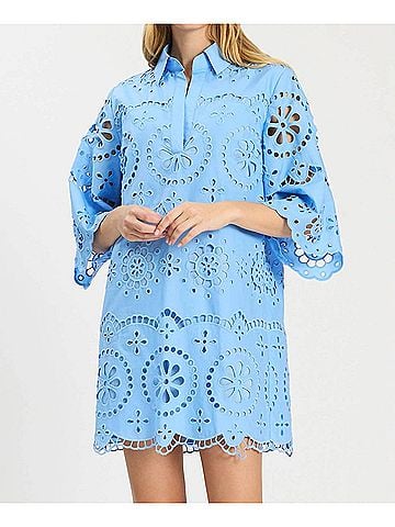 Tyler Boe Penny Eyelet Dress in Vista Blue (view 2)