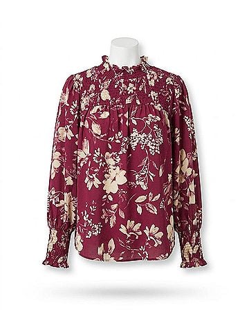 Oddi Floral Printed Blouse in Burgundy (view 1)