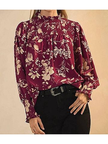 Oddi Floral Printed Blouse in Burgundy (view 2)