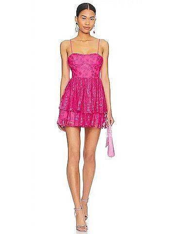 Lovers + Friends Jia Mini Dress in Electric Pink (view 2)