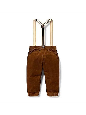 Janie and Jack Kid's Suspender Corduroy Pant in Brown (view 2)