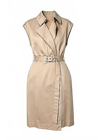 Brunello Cucinelli Women's Sleeveless Trench Midi Dress in Beige (view 1)