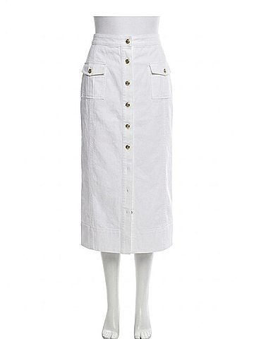 Karina Grimaldi Rylee Denim Midi Skirt in White (view 1)