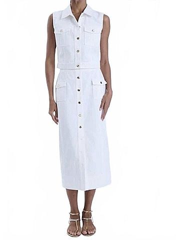 Karina Grimaldi Rylee Denim Midi Skirt in White (view 2)