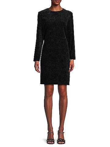 Theory Wynter Studded Velvet Sheath Dress in Black (view 2)