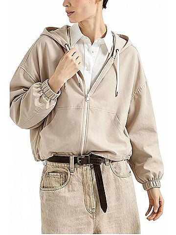 Brunello Cucinelli Couture Interlock Hooded Sweatshirt in Beige (view 2)