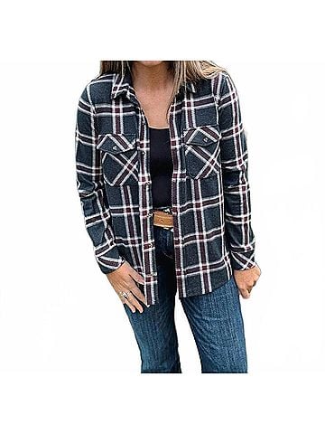 Thread & Supply Women's Plaid Shirt in Black Red (view 2)