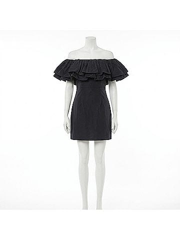 Rhode Women's Vivi Off The Shoulder Ruffle Mini Dress in Black (view 1)