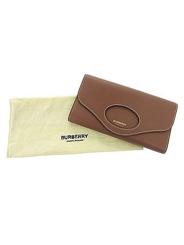 Burberry Burberry Logo Flap Wallet Leather Brown Long 1622BURBERRY (view 2)