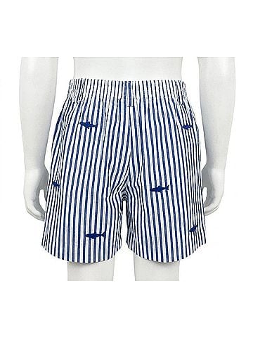 Florence Eiseman Kid's Shark Seersucker Short in Blue/White (view 2)