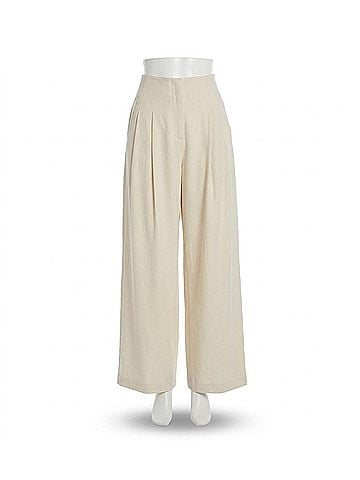 Lela Rose Luxe Linen Pant in Bone (view 2)