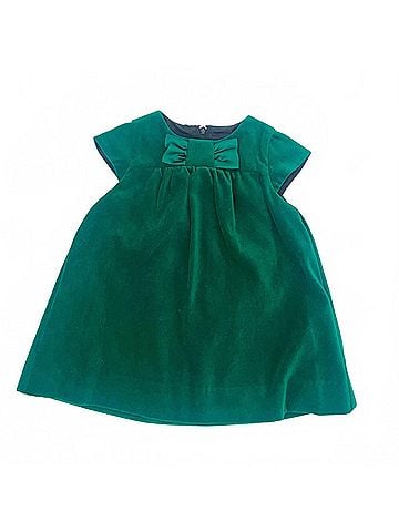 Florence Eiseman Kid's Velvet Dress With Satin Bow in Green (view 1)