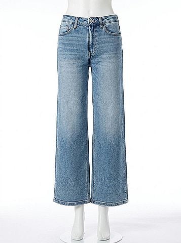 Flying Monkey High Rise Full Length Wide Leg Jean in Medium Wash (view 1)