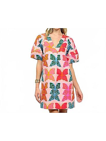 uncle frank Flutter Shift Mini Dress in Pink (view 2)