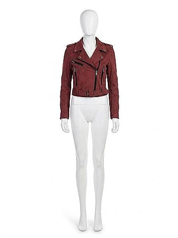 Lee Faux-Suede Biker Jacket in Red (view 1)