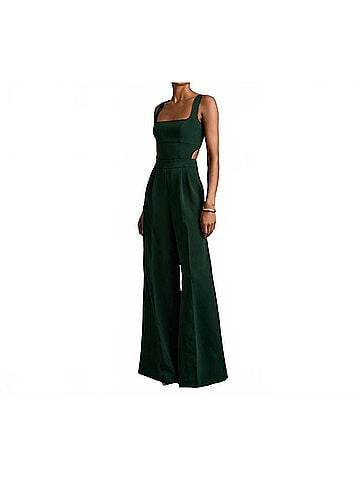 Reiss Women's Dion Wide Leg Jumpsuit in Green (view 2)