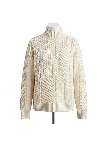 Reiss Women's Martha Roll Neck Cable Knit Sweater in Cream (view 1)