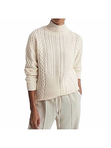 Reiss Women's Martha Roll Neck Cable Knit Sweater in Cream (view 2)