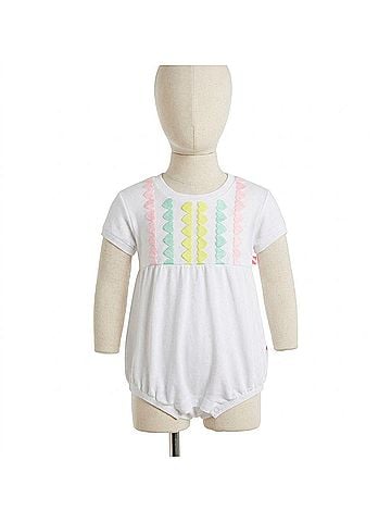 Billie Blush Girl's Bloomer Overalls in White (view 1)