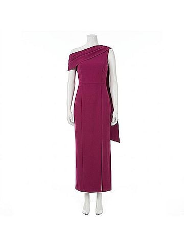 Kay Unger Dominica Asymmetric Crepe Gown in Boysenberry (view 1)