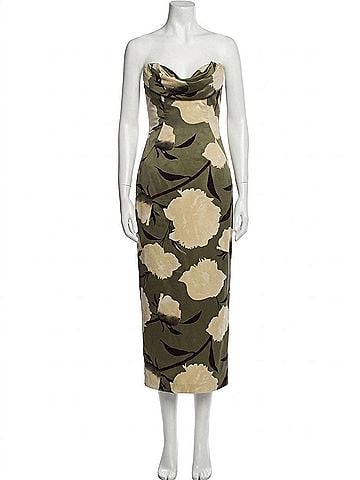 Lela Rose Draped Bust Sheath Dress in Brown Multi (view 1)