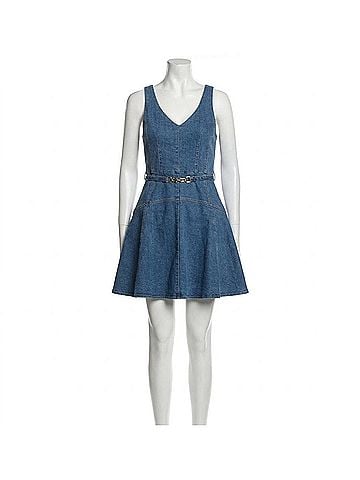 Karina Grimaldi Lola Stretch Denim Mini Dress in Blue (view 1)