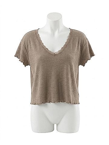 Dex Women's Waffle Top in Mocha Heather (view 1)