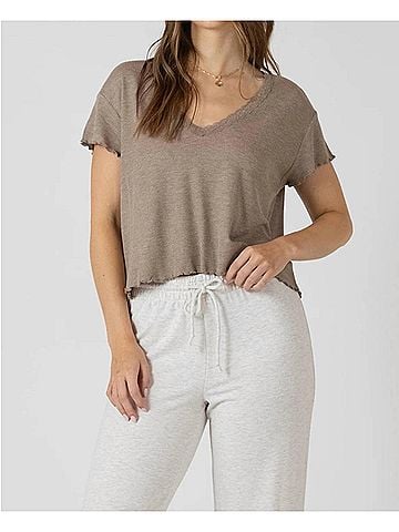 Dex Women's Waffle Top in Mocha Heather (view 2)