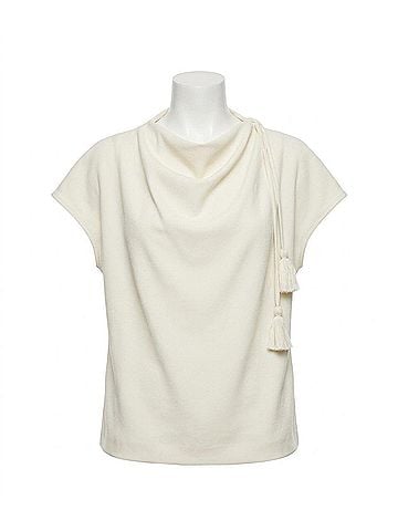 Lela Rose Fluid Crepe Drop Flower Cowl Neck Top in Ivory (view 1)