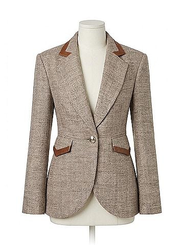 Smythe Women's Taped Seamed Blazer in Taupe Tweed (view 1)