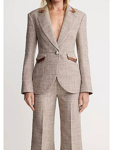 Smythe Women's Taped Seamed Blazer in Taupe Tweed (view 2)