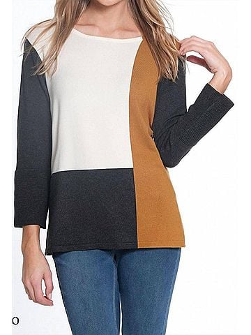 MULTIPLES Block Sleeves Sweater in Multicolor (view 2)