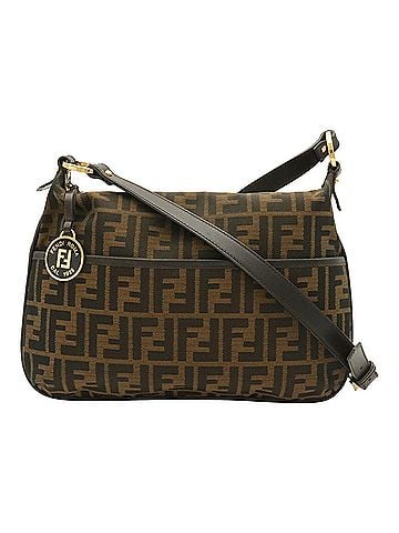 Fendi FENDI Zucca pattern shoulder bag, nylon canvas and leather, khaki brown/dark brown, 8BT190 (view 2)