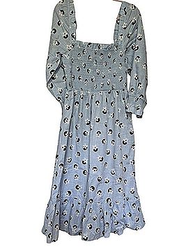 Kate Spade New York Blue Floral Smocked Square Neck Midi Dress Casual Dress (view 1)