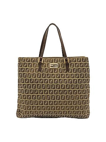 Fendi FENDI Zucchino Zucca Pattern Tote Bag Handbag Canvas Leather Khaki Brown 8BH133 (view 2)