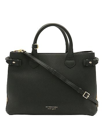 Burberry BURBERRY House Check Side Handbag Shoulder Bag Leather Black Beige (view 1)