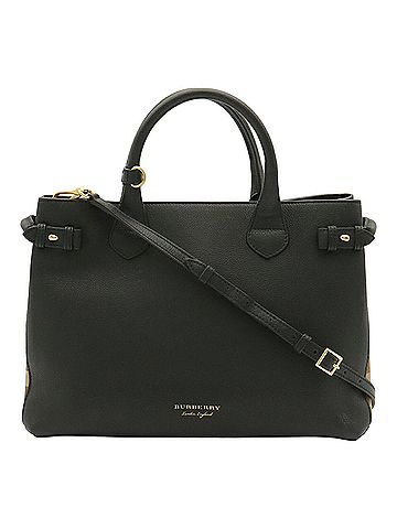 Burberry BURBERRY House Check Side Handbag Shoulder Bag Leather Black Beige (view 2)