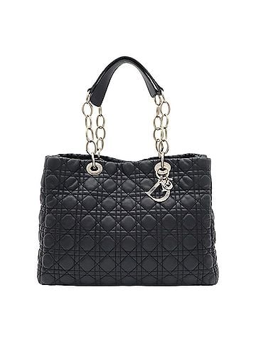 Christian Dior Christian Dior Cannage Tote Bag, Chain Shoulder Leather, Black (view 1)