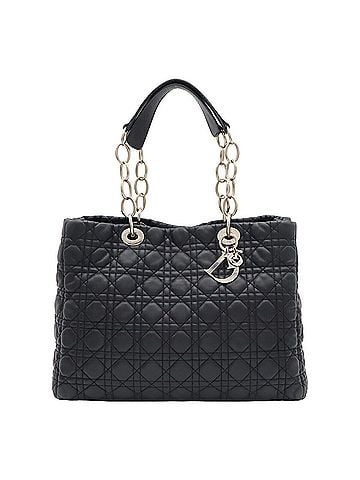 Christian Dior Christian Dior Cannage Tote Bag, Chain Shoulder Leather, Black (view 2)