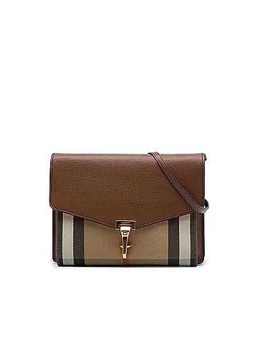 Burberry Small Leather and House Check Canvas Derby Macken Crossbody (view 1)