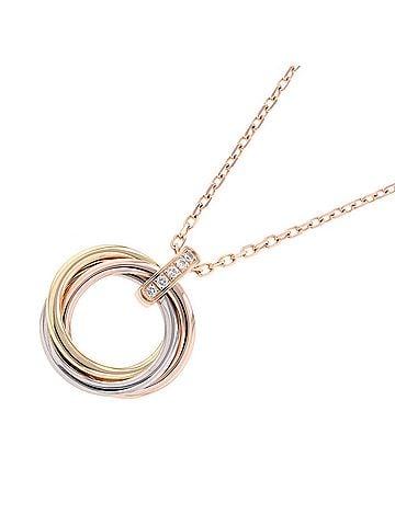 Cartier Cartier Trinity Necklace Pendant with 5 Diamonds, 18K Yellow Gold, Pink White Gold (B7058700) (view 1)
