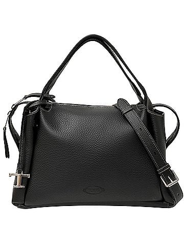 Tod's Tod's handbag for women, a brand name handbag/shoulder bag, 2-way, leather, small, black, silver hardware, chic, shoulder crossbody bag. (view 1)